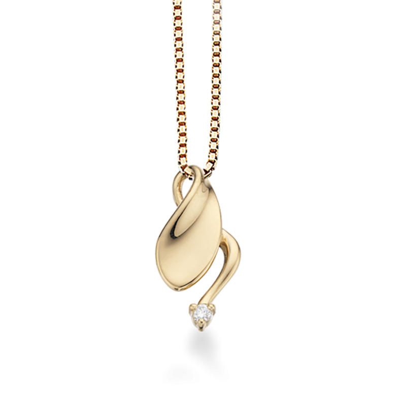 14 Karat Guld Vedhæng med Brillant fra Scrouples - Elegance