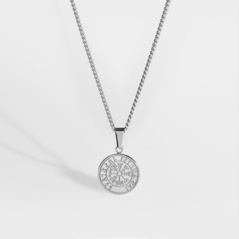 Minimalistisk Sølv Vegvisir Halskæde til Mænd