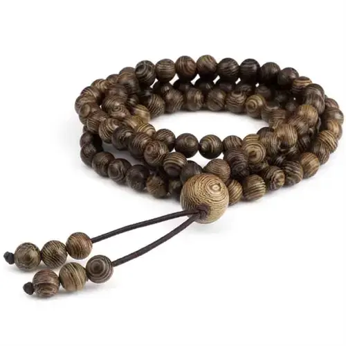 Bodhi Halskæde/Armbånd med 6mm Trælook Perler - Unikt Smykke