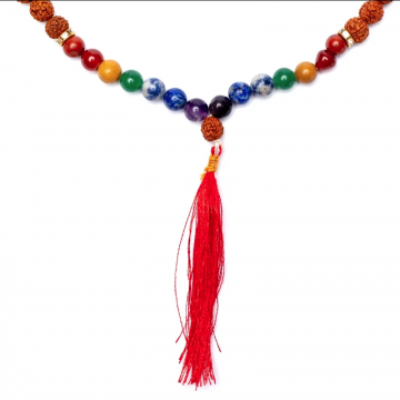 Chakra Mala Halskæde med Rudraksha og Ædelstene