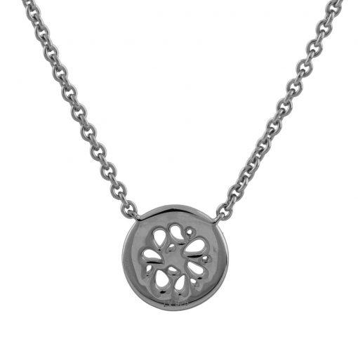 Lene Visholm Drops Circle Sølv Halskæde – Elegant Sort Design