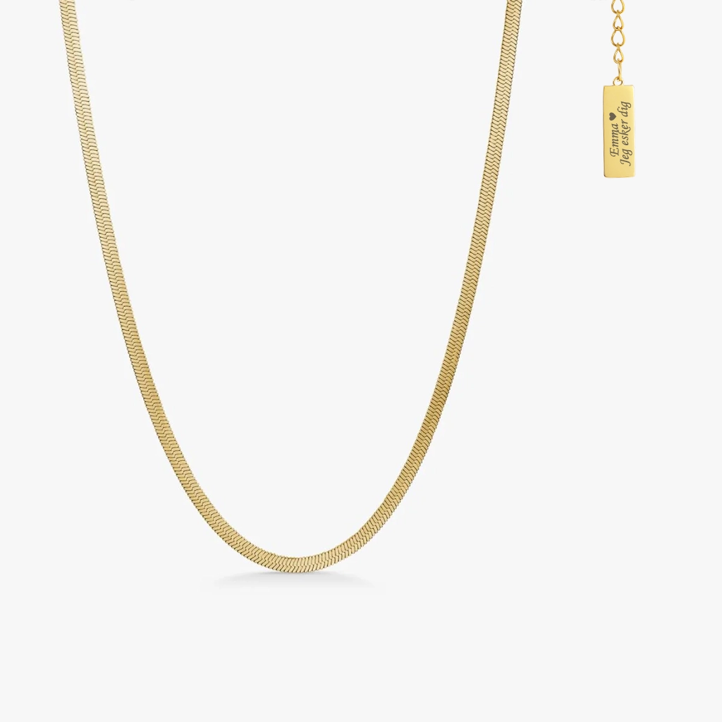 Flad Snake Halskæde 4mm Med Gravering Jewelries - Halskæder