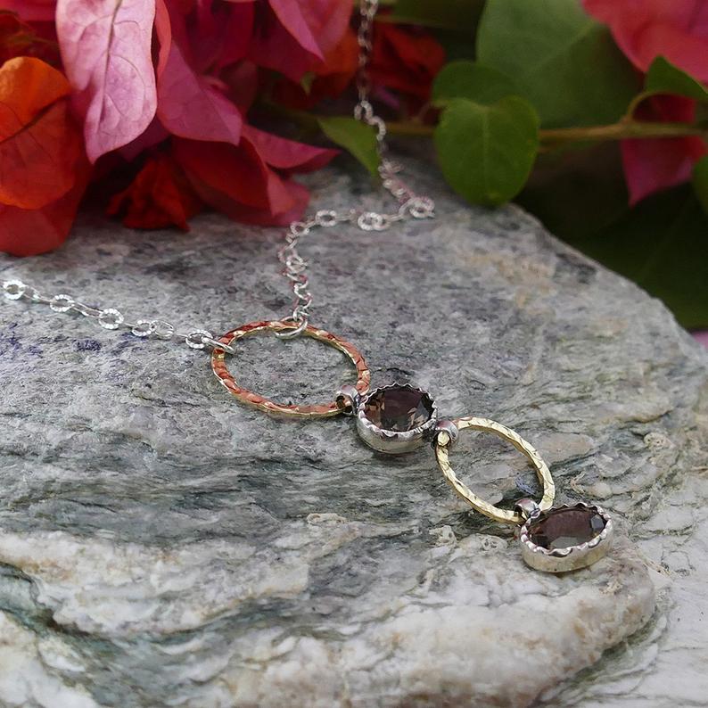 Halskæde Med Brune Røg Kvartz Sten - Niibuhr Jewelry Halskæder
