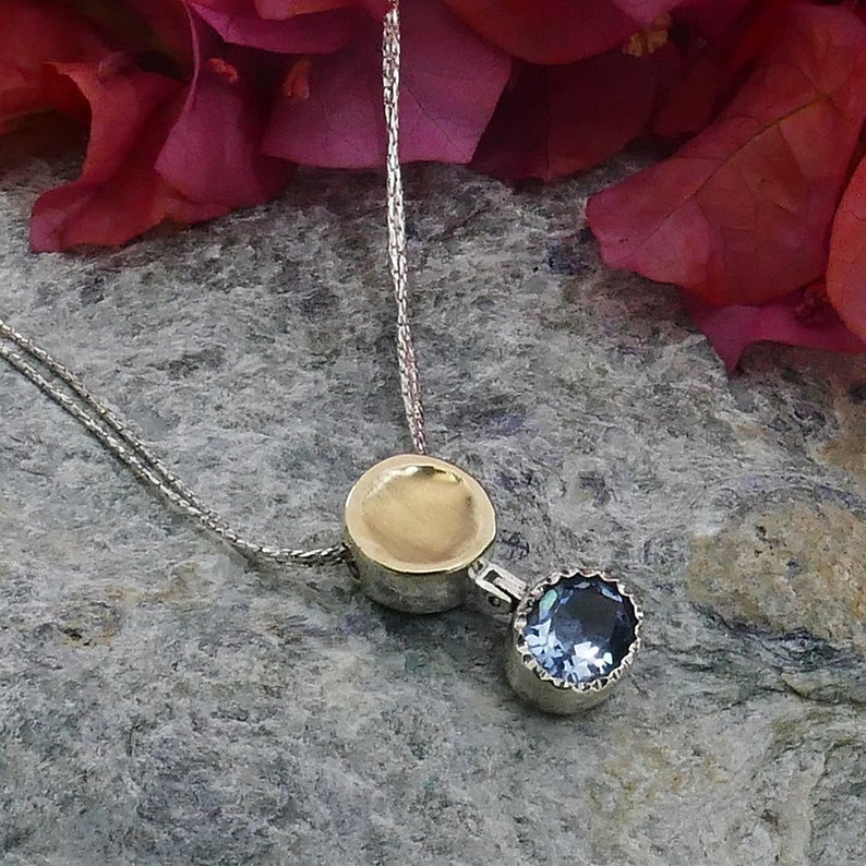 Halskæde Med Blå Topaz Sten Dobbelt Kæde - Niibuhr Jewelry Halskæder