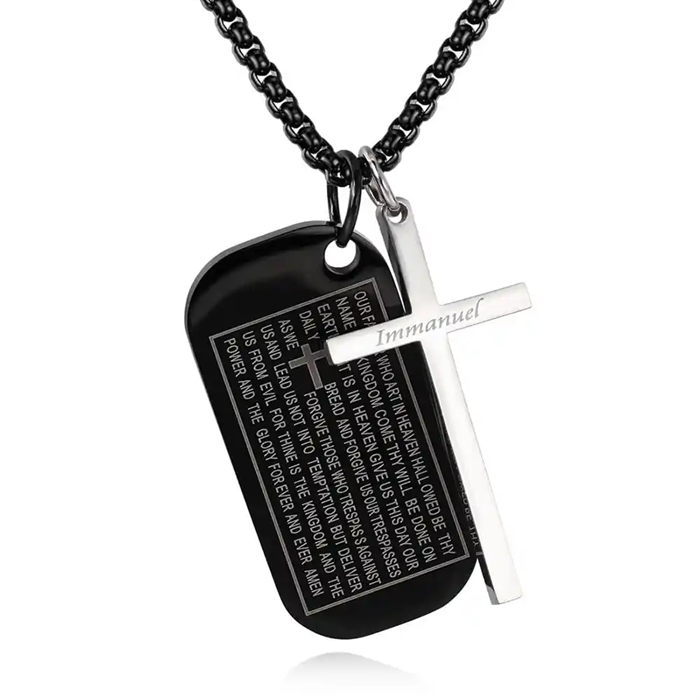 Bible Dog Tags And Cross Halskæde - Halskæder