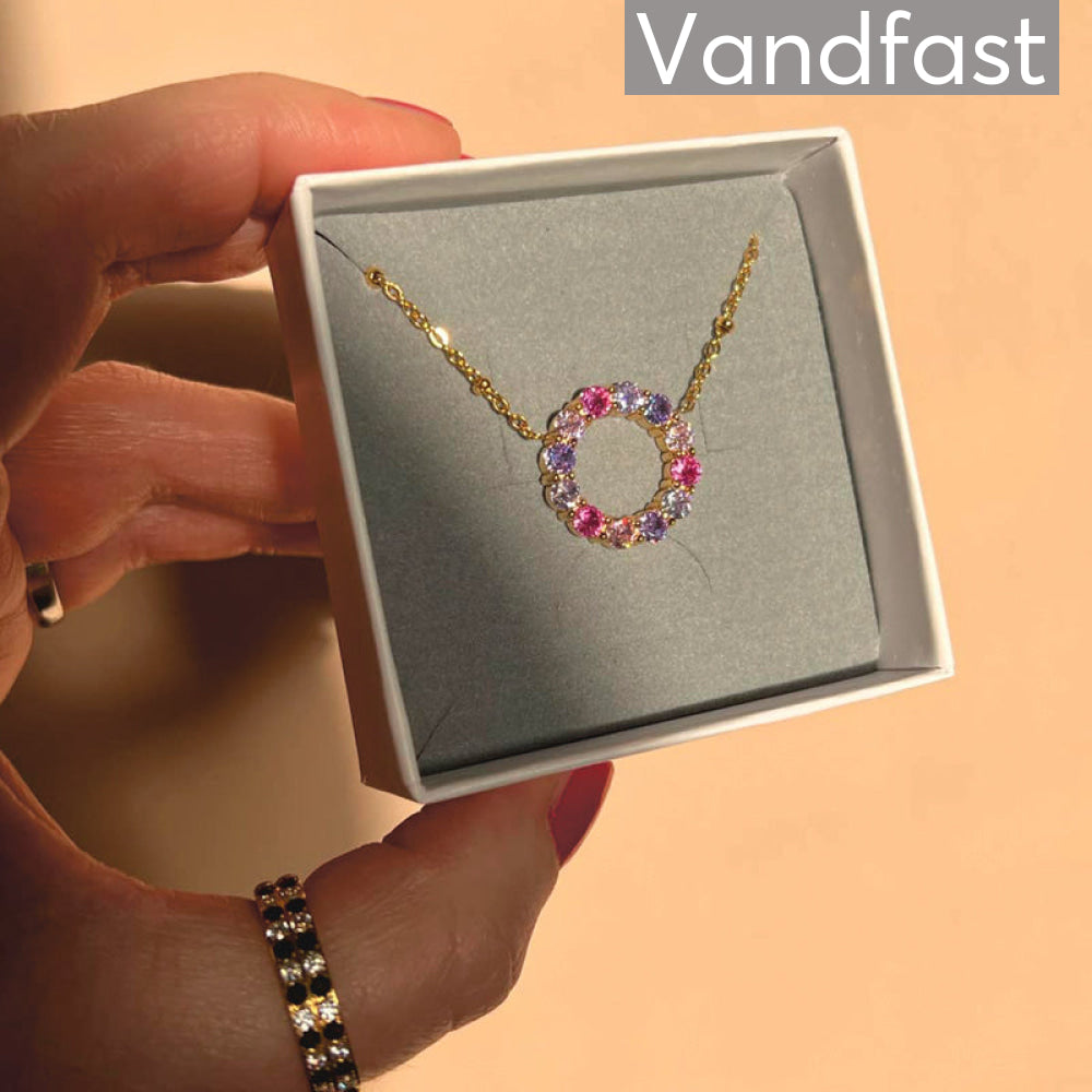 Annebrauner Big Rose Violet Mix Circle Necklace - Bi Halskæder  - 2003939694751