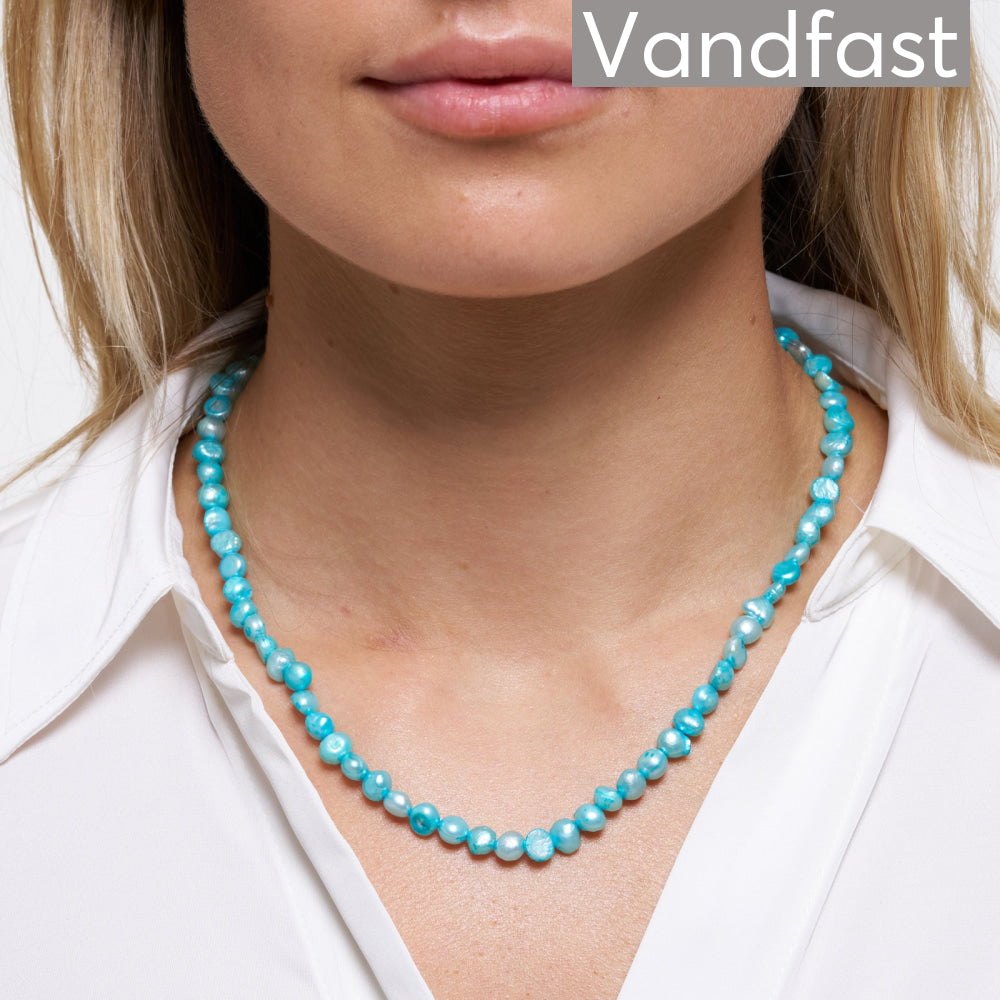 Annebrauner Pearl Aquamarine Blue Necklace - Cab Halskæder  - 2009634046116