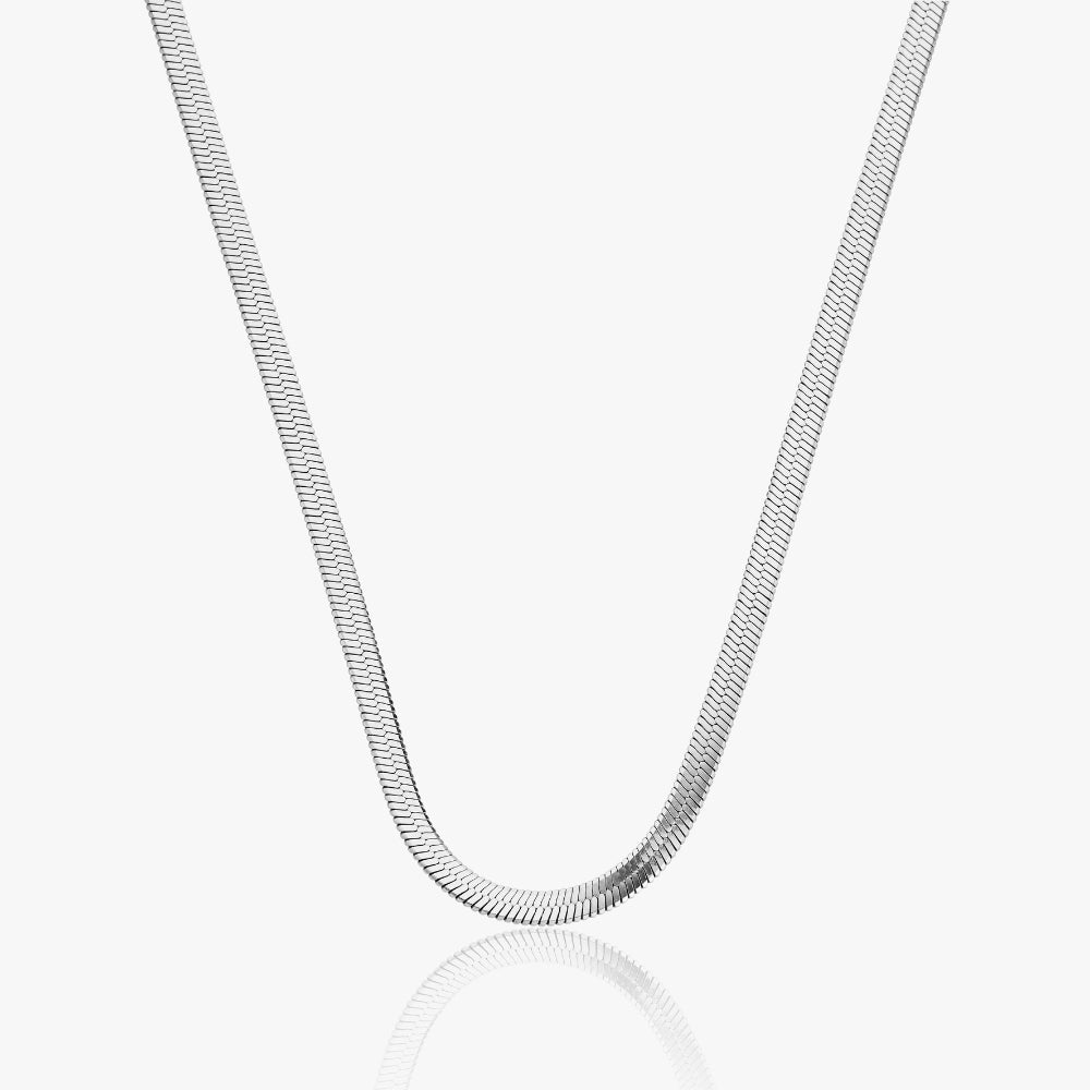 Flad Slangekæde Halskæde Sølvbelagt 3mm 3mm 8cm - Halskæder