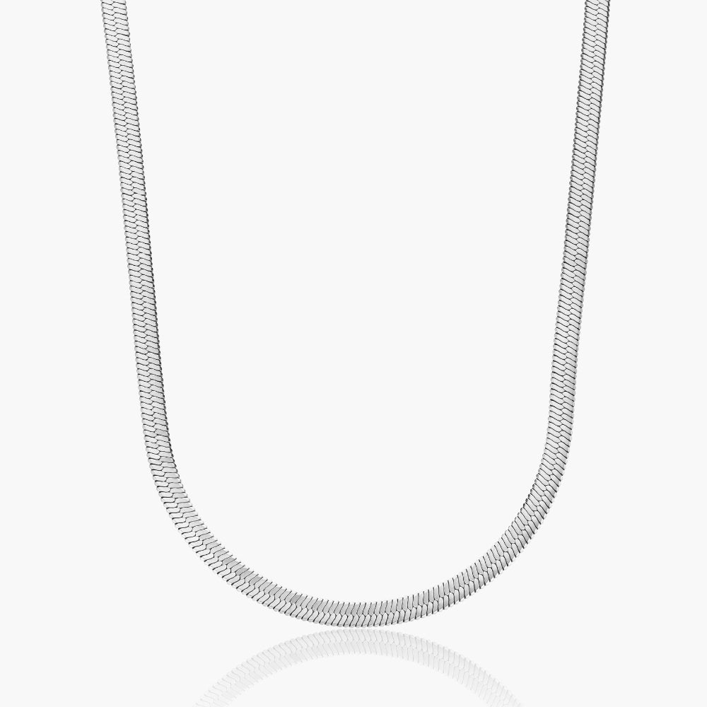Flad Slangekæde Halskæde Sølvbelagt 4mm 4mm 8cm - Halskæder
