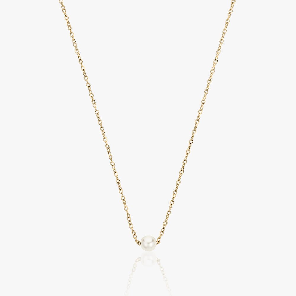 Halskæde Med Perle 14k Guldbelagt 5cm Guld - Halskæder