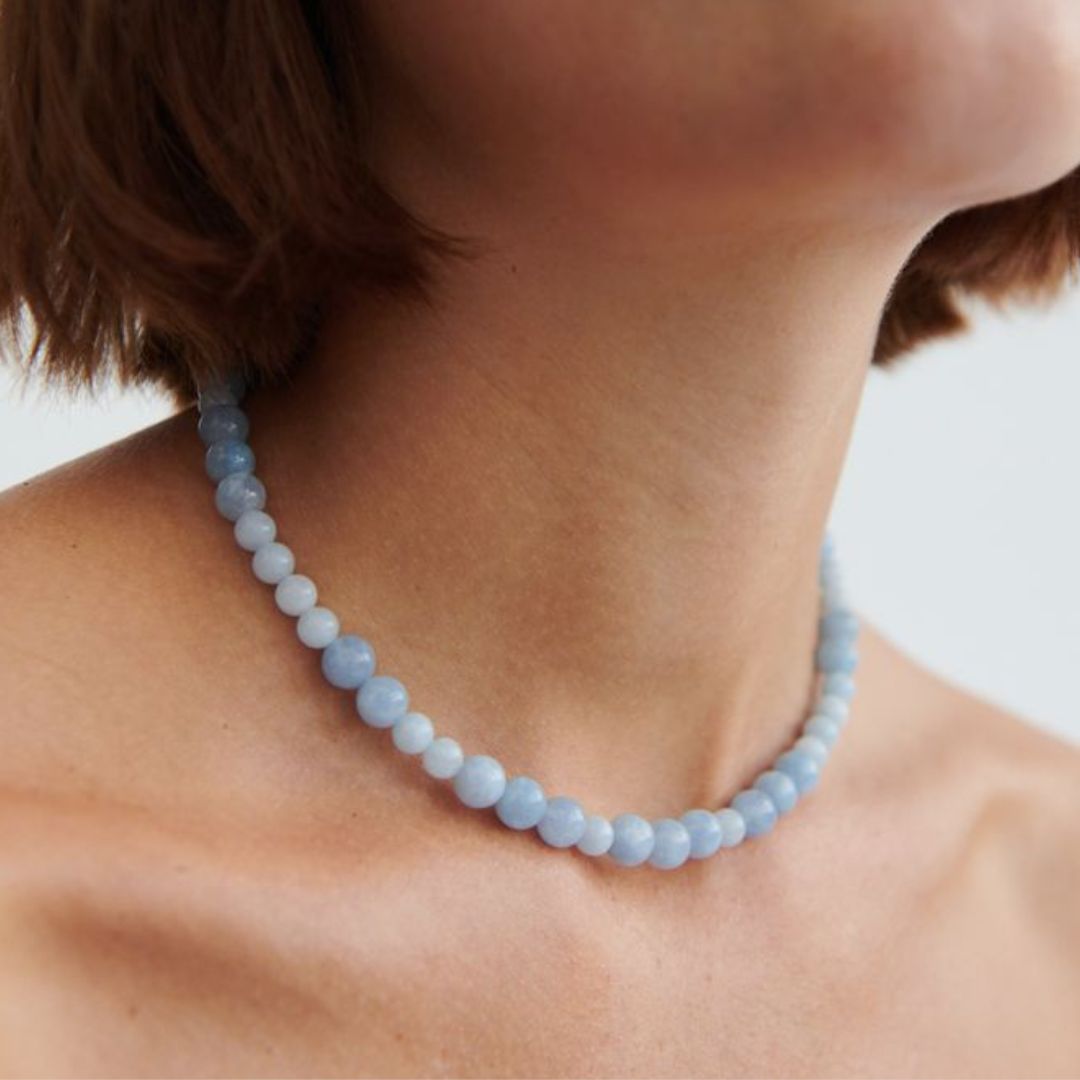 Blue Sky Necklace Med Med Blå Aquamarine Sten - Halskæder  - 5711980062951