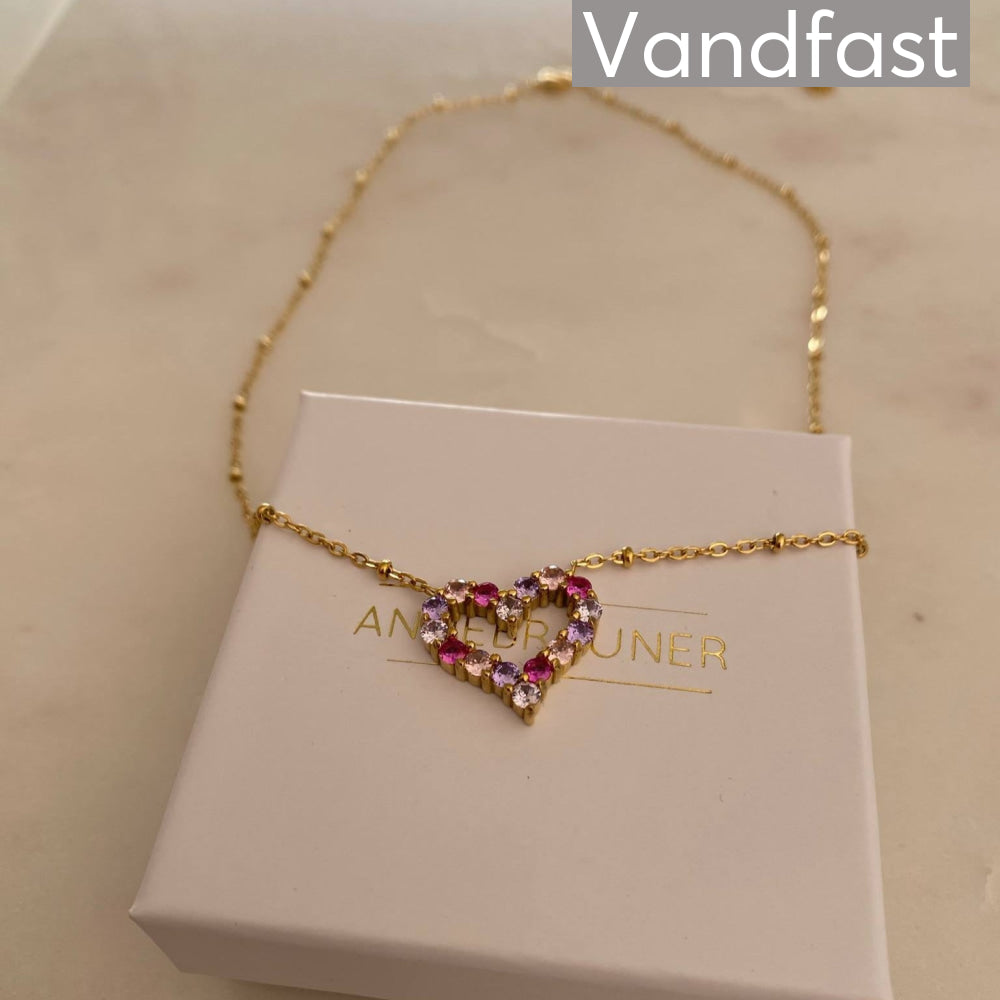 Annebrauner Big Heart Necklace Rose Violet - Bi Halskæder  - 2004546455711