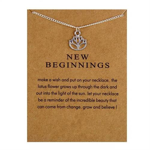 New Beginnings Sølvfarvet Halskæde Lotus Vedhæng - Smikka Halskæder