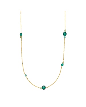 Grøn Forgyldt Sølv Halskæde Fra Izabel Camille Med Onyx Print Aventurin - Izabel Camille Halskæder  - 5710143089309