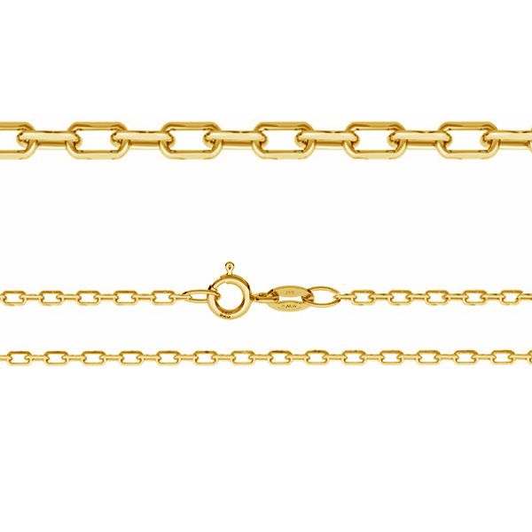 Guld Halskæde Anker Facet Kæde Sterlingsølv Forgyldt - Silveks Halskæder  - 05740034034767