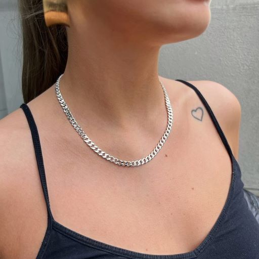 Sølv Halskæde Panser Facet Kæde Sterling 5mm - Spain Halskæder  - 05740034091869