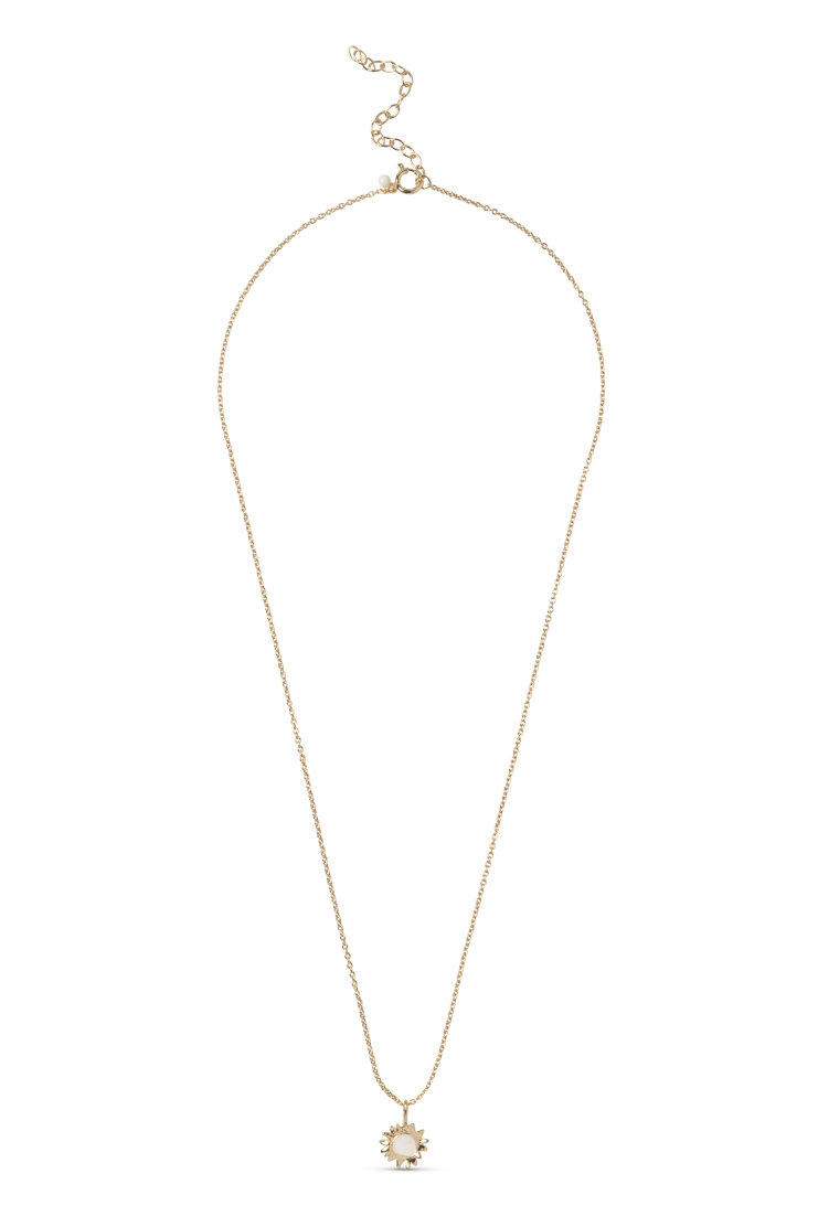 Guld Enamel Halskæde Necklace Sunshine Daisy - Enamel Halskæder  - 5714274035020
