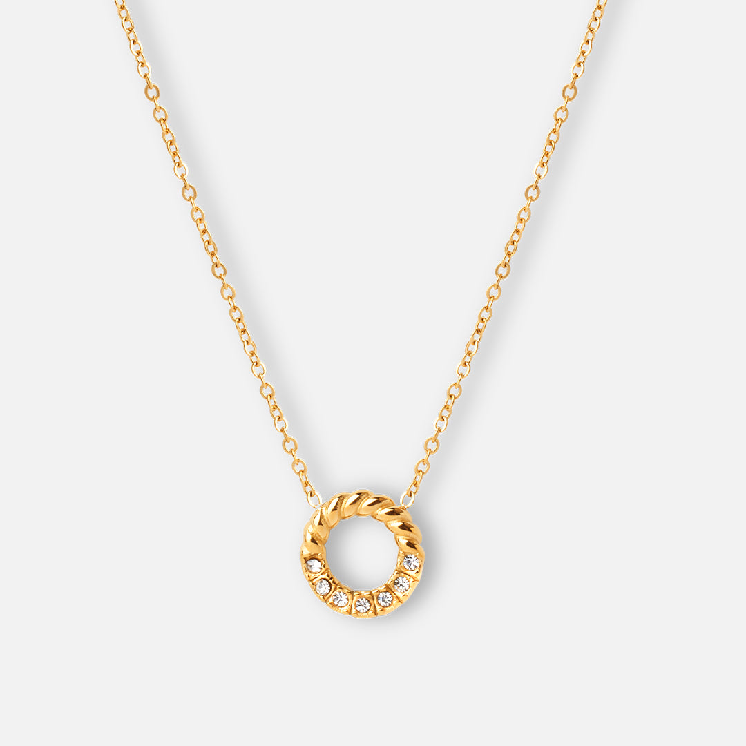 Hvid Twisted White Zirkon Halskæde 18k Guldbelagt - Josephine Nord Halskæder