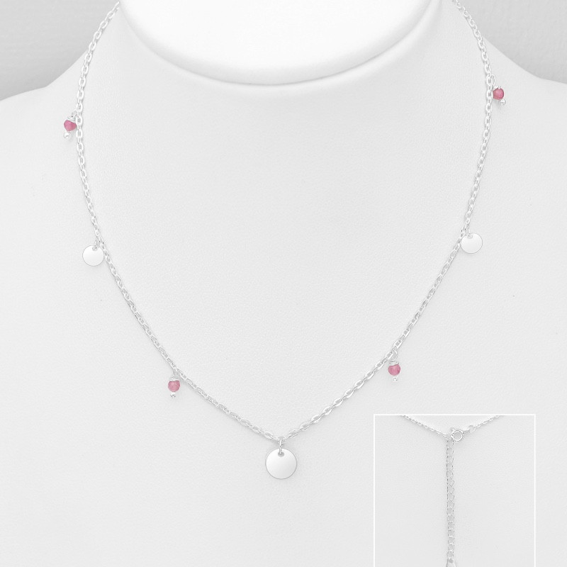 Pink 925 Sterling Sølv Halskæde Med Med Turmalin - Pink Turmalin Halskæder