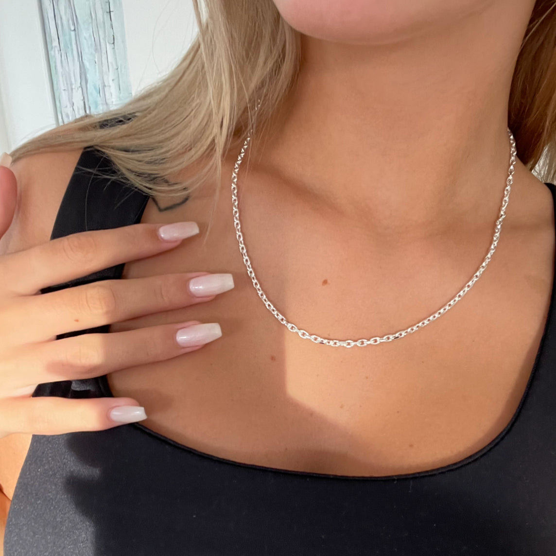 Sølv Halskæde Chunky Anker Facet Sterling - Spain Halskæder  - 05740034021668