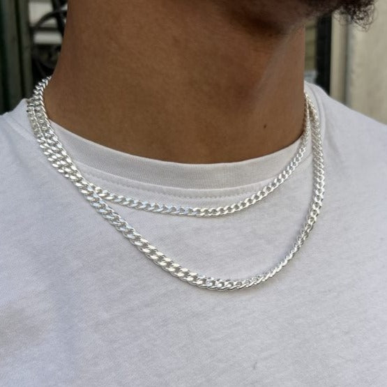 Guld Halskæde Panser Facet Kæde Forgyldt Sterlingsølv 8mm 55cm - Spain Halskæder  - 05740034045107
