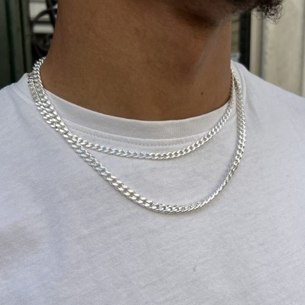 Sølv Halskæde Chunky Panser Facet Kæde Forgyldt Sterling 8mm - Spain Halskæder  - 05740034045275
