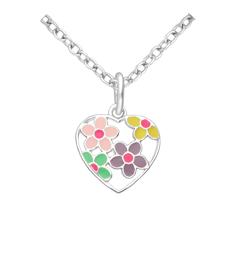 Hjerte Halskæde Blomster - Luxbaby Halskæder  - 15314938954063