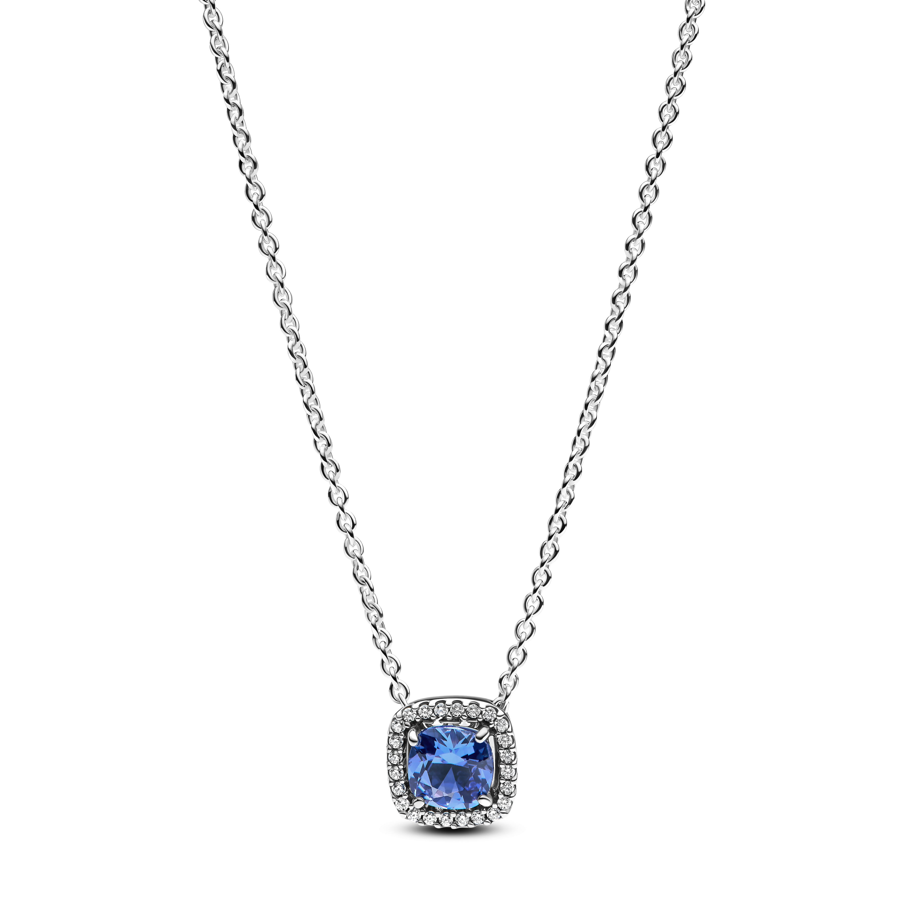 Pandora Halo Halskæde Sterling Sølv Med Blå Sten 393560c01 - Pandora Halskæder