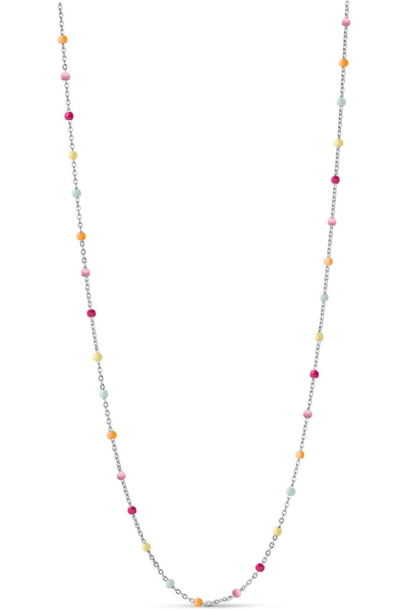 Multifarvet Enamel Halskæde Lola Necklace Rainbow Silver - Enamel Halskæder  - 5714274020699