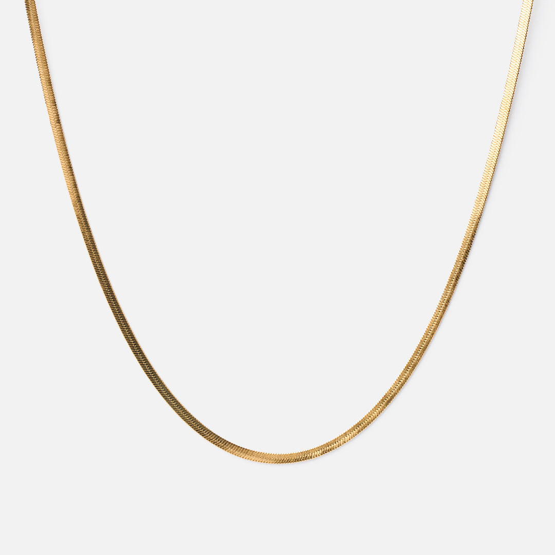 Flad Snake Halskæde 18k Guldbelagt 2mm - Josephine Nord Halskæder