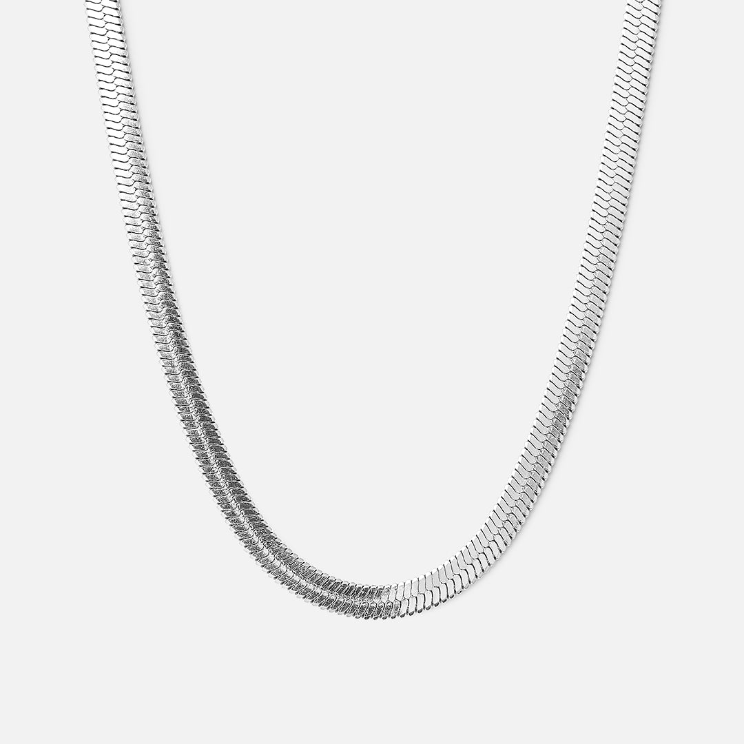 Flad Snake Halskæde Sølvfarvet 4mm - Josephine Nord Halskæder