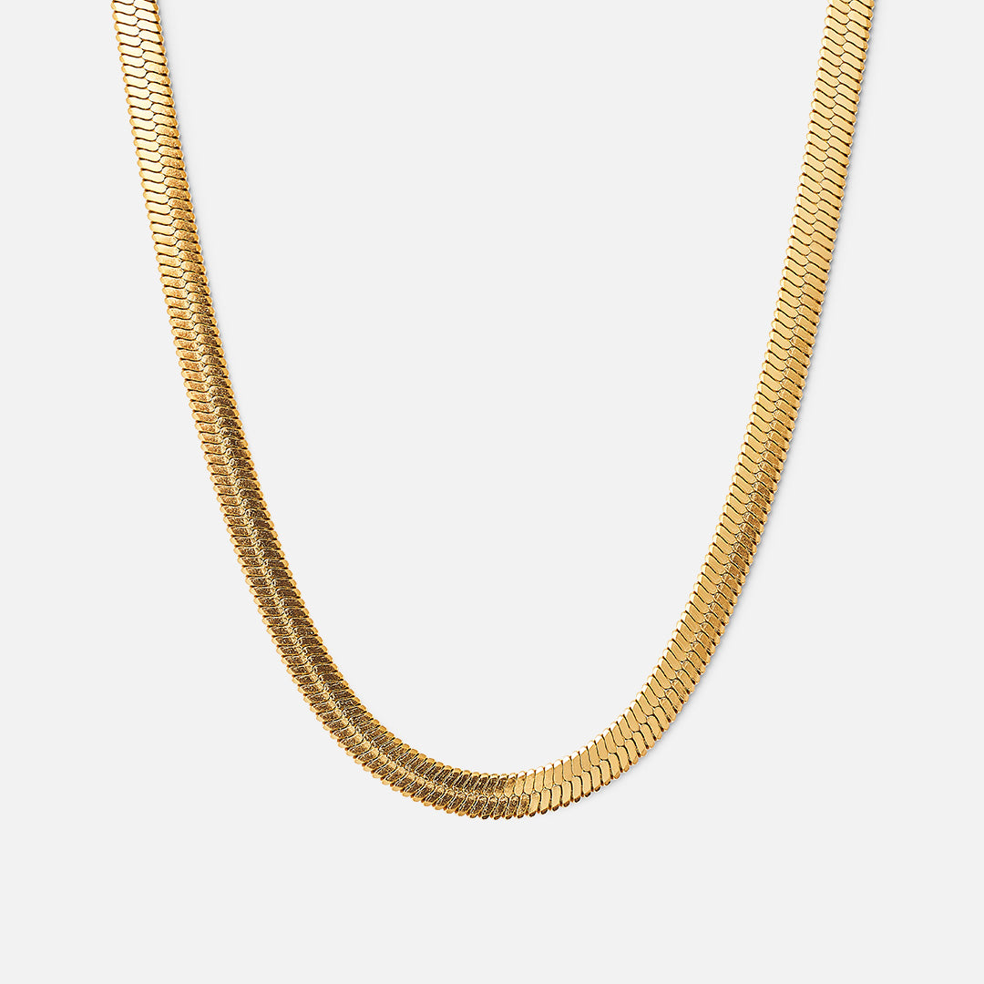 Flad Snake Halskæde 18k Guldbelagt 4mm - Josephine Nord Halskæder