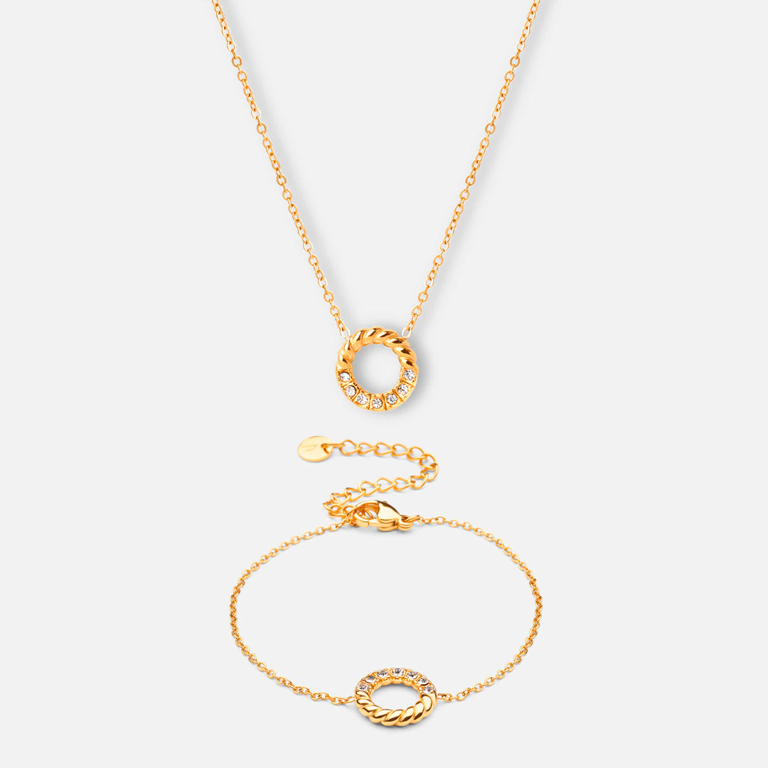 Hvid Twisted White Zirkon Halskæde Armbånd 18k Guldbelagt - Josephine Nord Halskæder