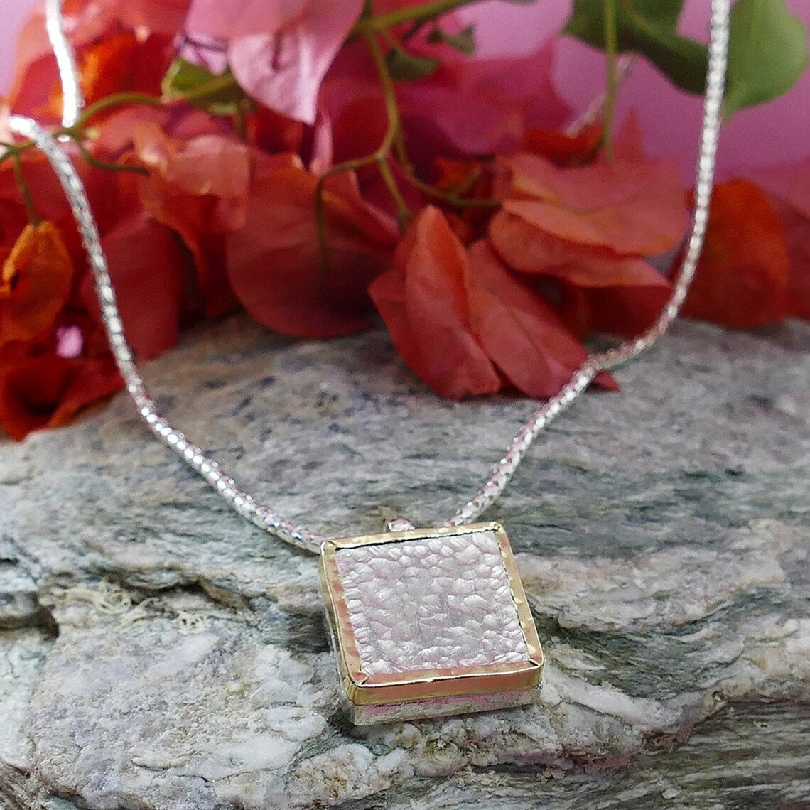 Unika Sølvhalskæde Med Guldramme - Niibuhr Jewelry Halskæder